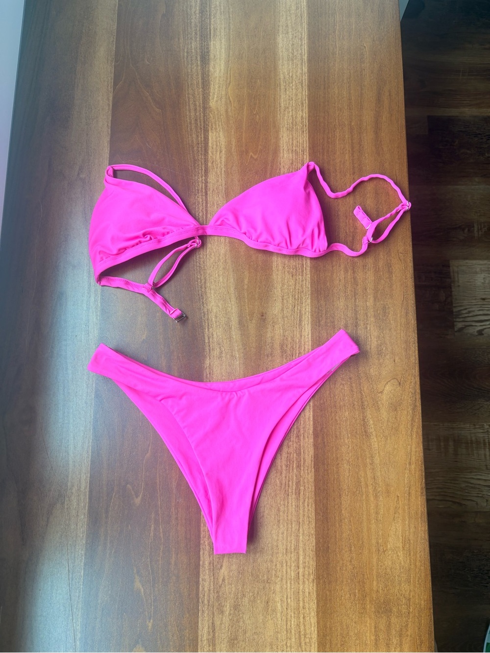 Women's Hot Pink Triangle Bikini Set